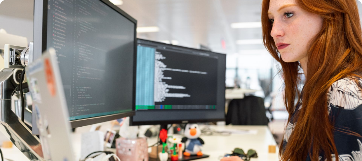 woman developing a website using webflow